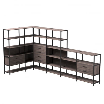 Набор стеллажных систем Еверпроф ЕВО №18 Дуб Пасадена Черный / Everprof EVO_0