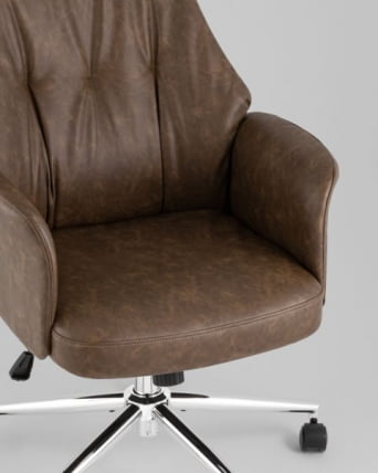 Кресло офисное ТопЧаирс Неома коричневый экокожа / TopChairs Neoma_5