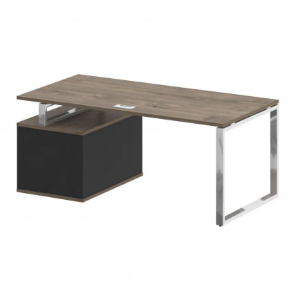 Стол руководителя с опорной тумбой , правый СХИФТ СК.СРТ-180 (Р) Тиквуд Темный/Антрацит / SHIFT SK.SRT-180 (R)_1