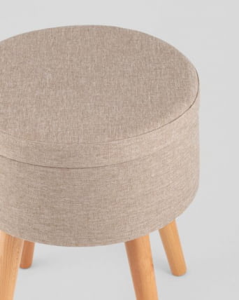 Пуф с ящиком Сторе Воодй рогожка бежевая / Store Woody_3