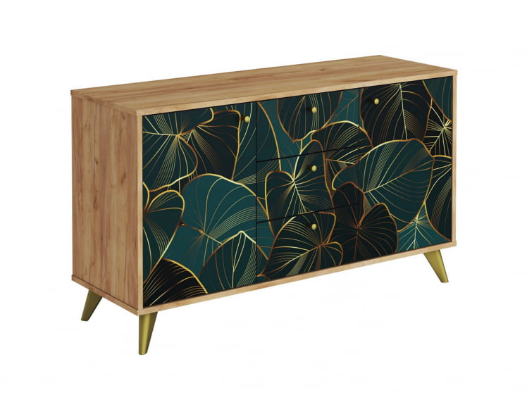 Комод Фьюжн КМ-003 дуб крафт золотой/ТРОПИCАЛ / золотой/TROPICAL_0