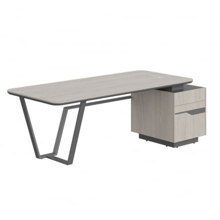 Стол руководителя правый Лине СФ-571101.1 Дуб серый Черный графит / Line_0