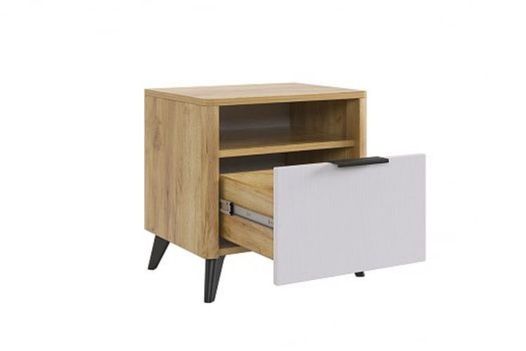 Тумба прикроватная Адам МСА-01 дуб крафт золотой/белое дерево / MSA-01_1