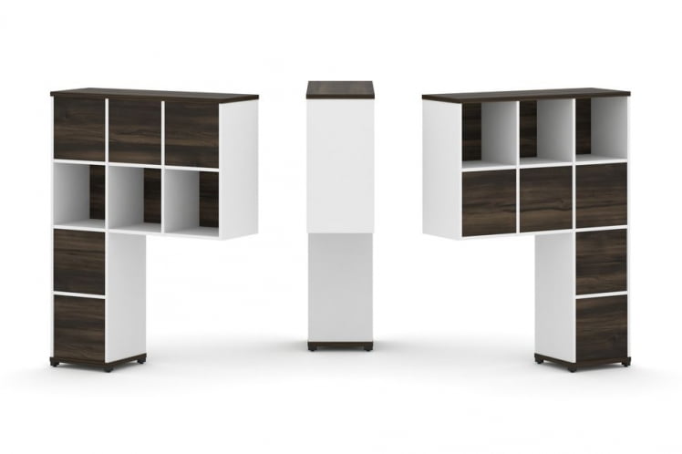 Надставка на стол высокая двухсторонняя + задняя стенка (8 шт.) + блок с 2-мя ящиками (2 шт.) CОНCЕПТ CН.ДНВ-006 Дуб Мали Белый бриллиант Черный металл / CONCEPT CN.DNV-006_0