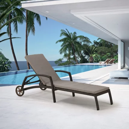 Шезлонг-лежак плетеный А35А2-В53 Бровн с матрасом / A35A2-W53 Brown_0