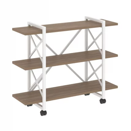 Стеллаж на колесных опорах - 3 полки ЛОФТ  ВР.Л-МСТ.К-3.8В Металл белый Дуб Аризона / LOFT VR.L-MST.K-3.8V_0