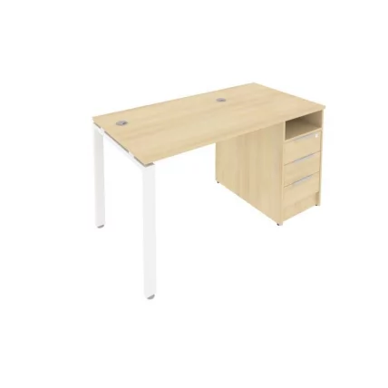 Рабочая станция с опорной тумбой Метал Сйстем Б.РС-СТП -1.1 Акация/Белый / Metal System_0
