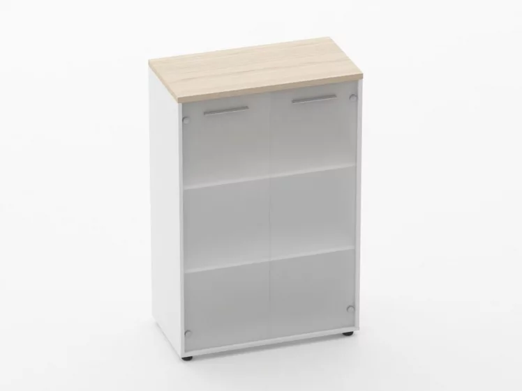 Шкаф 2 широкий 2 стеклянные двери Дека 10.12.161 Туя/Белый / Deka_0