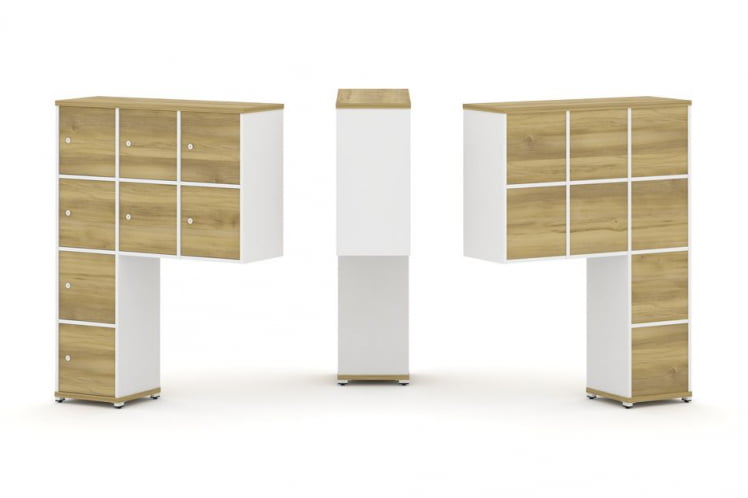 Надставка на стол высокая односторонняя + задняя стенка (8 шт.) + распашной фасад (8 шт.) CОНCЕПТ CН.ОНВ-010 Дуб Винченцо Белый бриллиант Белый металл / CONCEPT CN.ONV-010_0