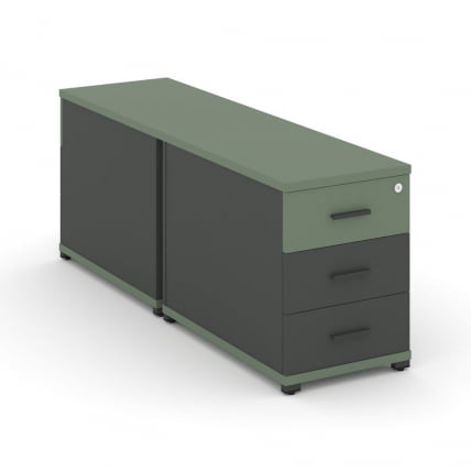 Тумба двухсторонняя опорная приставная с 3-мя ящиками CОНCЕПТ CН.ДТГО-001 Б/В Кобо Антрацит / CONCEPT CN.DTGO-001 B/W_0