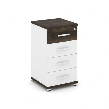 Тумба опорная/приставная с 4 ящиками CОНCЕПТ CН.ТУО-002 Б/В Дуб Мали Белый бриллиант Белый / CONCEPT CN.TUO-002 B/W_0