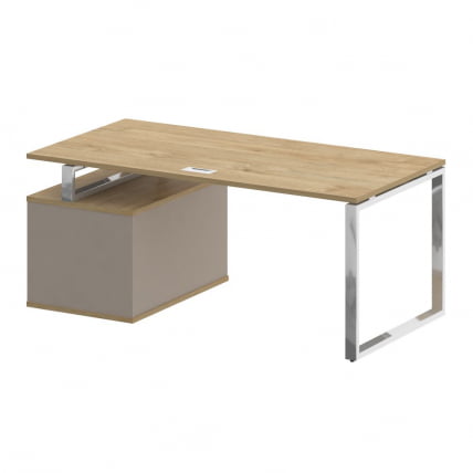 Стол руководителя с опорной тумбой , правый СХИФТ СК.СРТ-180 (Р) Тиквуд Светлый/Капучино / SHIFT SK.SRT-180 (R)_1