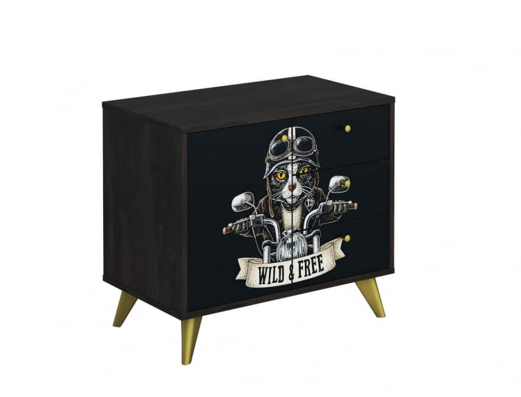 Комод Фьюжн КМ-002 АРТ Угольный камень/БИКЕР CАТ / камень/BIKER CAT_0