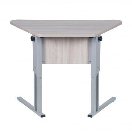 Парта одноместная трапециевидная столешница (рост 3-7) Белая ЛДСП/Серая кромка/Металл Серый_0