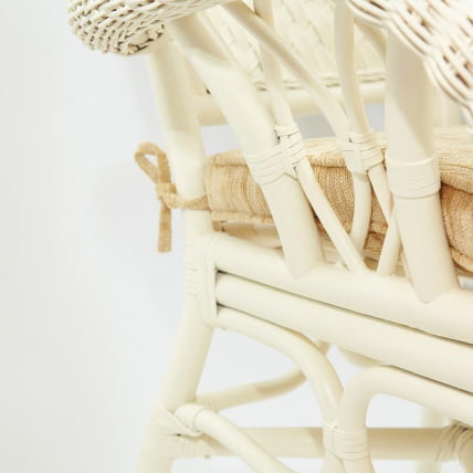 Комплект обеденный АНДРЕА ГРАНД (стол со стеклом+6 кресел+ подушки) ТCХ Вхите (белый), Ткань рубчик, цвет кремовый / ANDREA GRAND TCH White_5