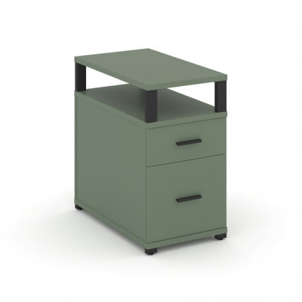 Тумба опорная/приставная с ящиком, распашным фасадом и надставкой CОНCЕПТ CН.ТГП-002 Б/В Кобо Черный / CONCEPT CN.TGP-002 B/W_0