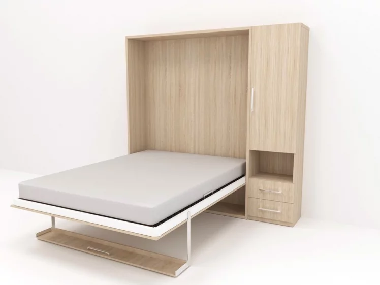 Кровать-трансформер Смарт 1 правый со шкафом 1400 Дуб молочный_1