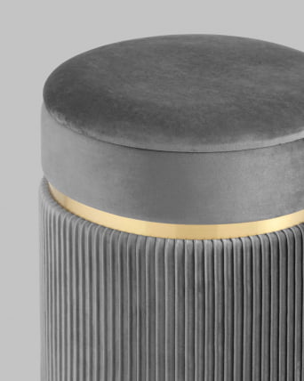 Пуф Миранда с ящиком велюр Серый_4