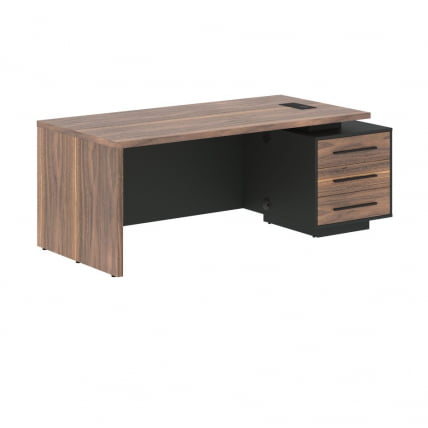 Стол руководителя правый ВЕЛИОН ВЕНЕЕР ВРCТ 2090 Р Американский орех Яшма черная / VELION VENEER VRCT R_0