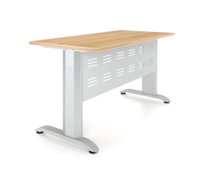 Парта двухместная Де Гласси А перфорированный экран ЛДСП Дуб молочный/ Металл Серый_0