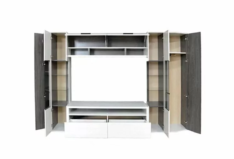 Стенка Элена Лайт 1 Ясень Черный Бодега Белый_4