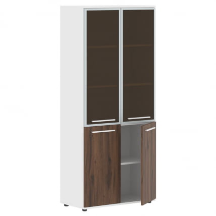 Шкаф комбинированный  с дверьми в металлической раме ЕДИС ЕХCС 85.7 Дуб Денвер темный Белый Белый / EDIS EHCS_1