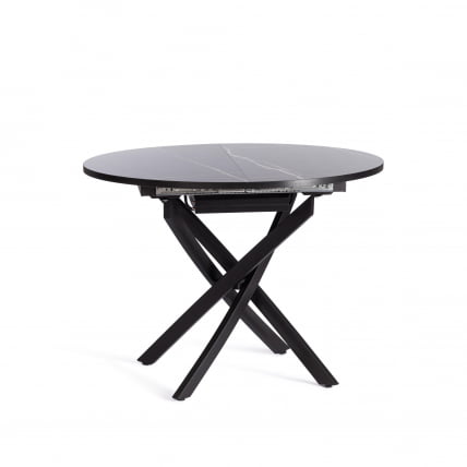 Стол МАНЗАНА ЛДСП/ХПЛ/металл, 100 х 100+30 х 75 см, Мрамор черный/черный / MANZANA ЛДСП/HPL/металл,_1