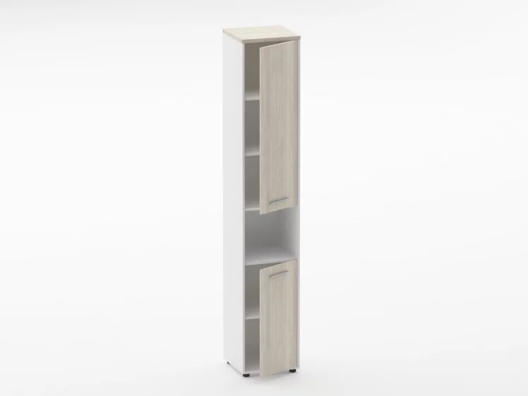 Шкаф 5 узкий закрытый, с нишей Дека 10.23.15Пр Дуб Сантана светлый/Белый / Deka_1