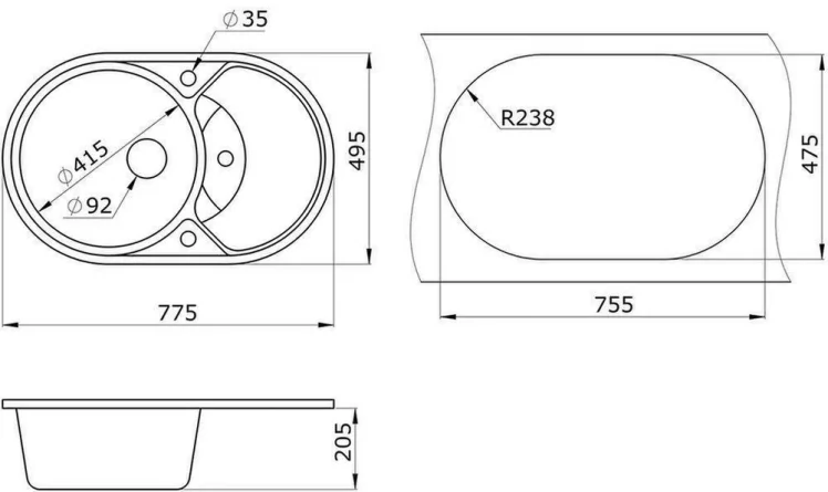 Кухонная мойка ГРАНУЛА 7801 Арктик / GRANULA_2