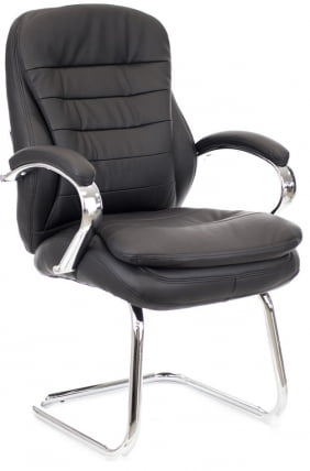 Кресло для посетителей Еверпроф Валенсиа CФ Экокожа Черный / Everprof Valencia CF_0