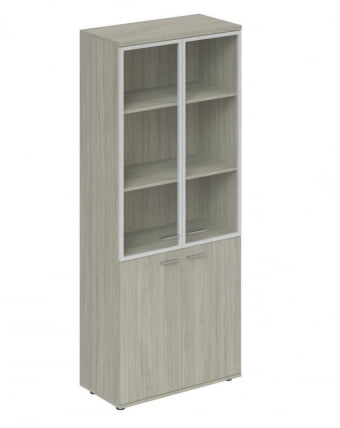Шкаф высокий со стеклом, задняя стенка ЛДСП Винг ВН.711.ОЛ.ОЛ.АЛ Дуб светлый / Wing WN.711.OL.OL.AL_0