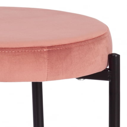 Табурет РЕВО (мод. 7034) ткань/металл, 44 х 44 х 47 см, коралловый баркхат 15 /черный / REVO (mod. barkhat_2