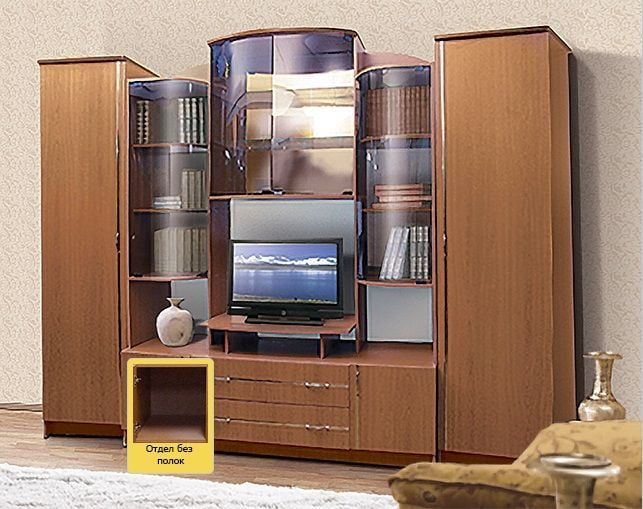 Стенка Александра 6 ЛДСП с молдингом, Вишня Оксфорд_3