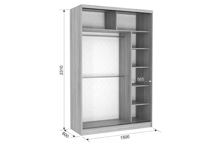 Шкаф-купе Гранд 2-600 Дуб млечный / Крем_2