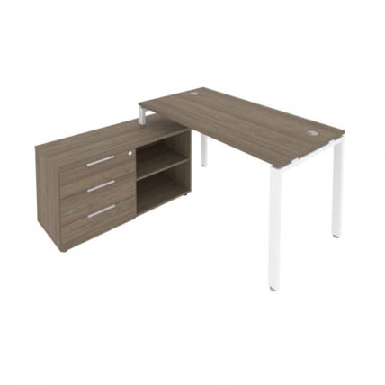 Рабочая станция на П-образном м/к с опорной тумбой левая Метал Сйстем Б.РС-СТС-2.3 Л Вяз/Белый / Metal System_0