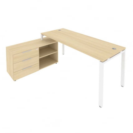 Рабочая станция на П-образном м/к с опорной тумбой левая Метал Сйстем БП.РС-СТС-2.5 Л Акация/Белый / Metal System_0