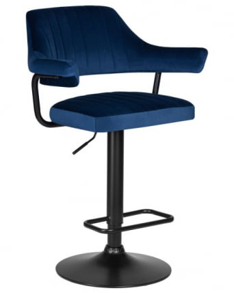 Стул барный ДОБРИН CХАРЛЙ БЛАCК (синий велюр (МДЖ9-117)) 2 шт / DOBRIN CHARLY BLACK (MJ9-117))_1