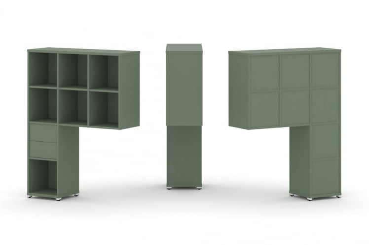 Надставка на стол высокая односторонняя + задняя стенка (8 шт.) + блок с 2-мя ящиками (1 шт.) CОНCЕПТ CН.ОНВ-002 Кобо Белый металл / CONCEPT CN.ONV-002_0