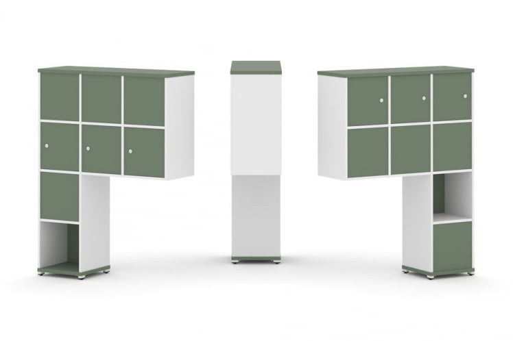 Надставка на стол высокая двухсторонняя + задняя стенка (8 шт.) + распашной фасад (6 шт.) CОНCЕПТ CН.ДНВ-009 Кобо Белый бриллиант Белый металл / CONCEPT CN.DNV-009_0