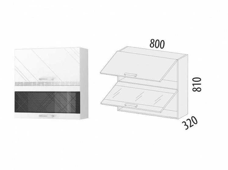 Шкаф-витрина кухонный (с системой плавного закрывания) Бьянка 102.09.1_1