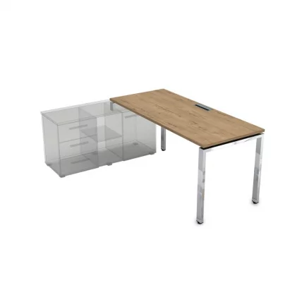Стол рабочий, прямолинейный три опоры, левый ГЛОСС ЛИНЕ НСТЛ-П.989 Теаквоод / GLOSS LINE Teakwood_0