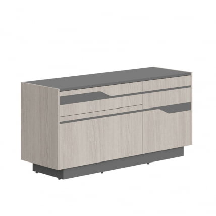 Комод с распашной дверью и 2 ящиками Лине СФ-572103 Дуб серый Черный графит / Line_0