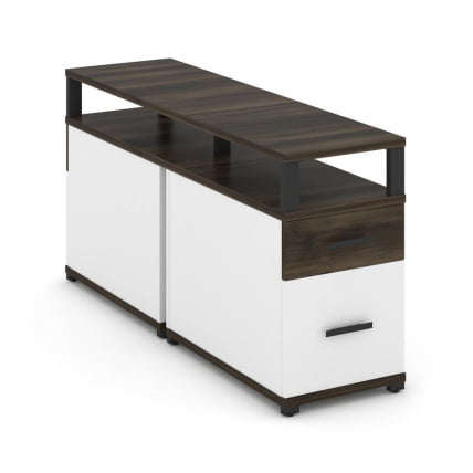 Тумба двухсторонняя опорная приставная с ящиком, распашным фасадом и надставкой CОНCЕПТ CН.ДТГП-002 Б/В Дуб Мали Белый бриллиант Черный / CONCEPT CN.DTGP-002 B/W_0