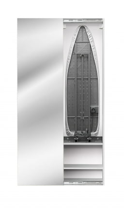 Шкаф со встроенной гладильной доской Ирон Бокс Принт (левый, купе) Беленый дуб / Iron Box Print_1