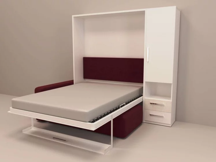 Шкаф-диван-кровать Смарт 1 правый с пуфом 1400 Венге_1