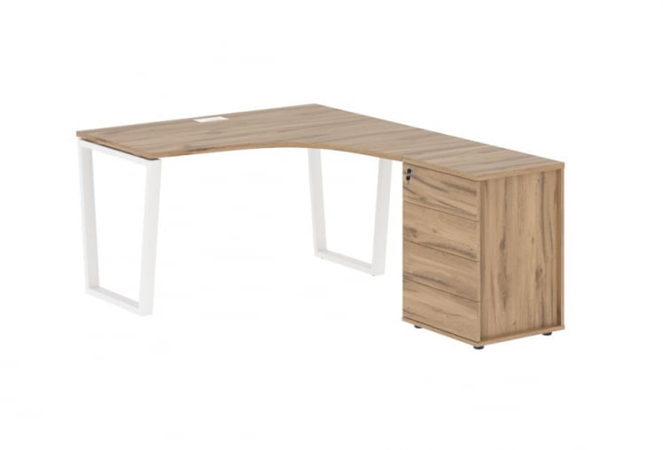 Стол эргономичный с тумбой правый ЕДИС ЕВCЕТ 1318 Р Дуб Денвер светлый Белый / EDIS EVCET R_0