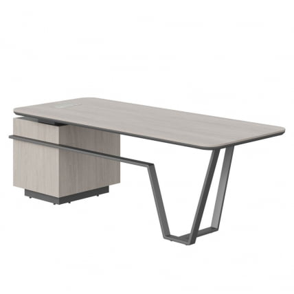 Стол руководителя правый Лине СФ-571101.1 Дуб серый Черный графит / Line_1