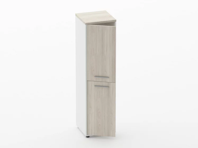 Шкаф 3 узкий закрытый, 2 двери Дека 10.16.12Л Дуб Сантана светлый/Белый / Deka_1