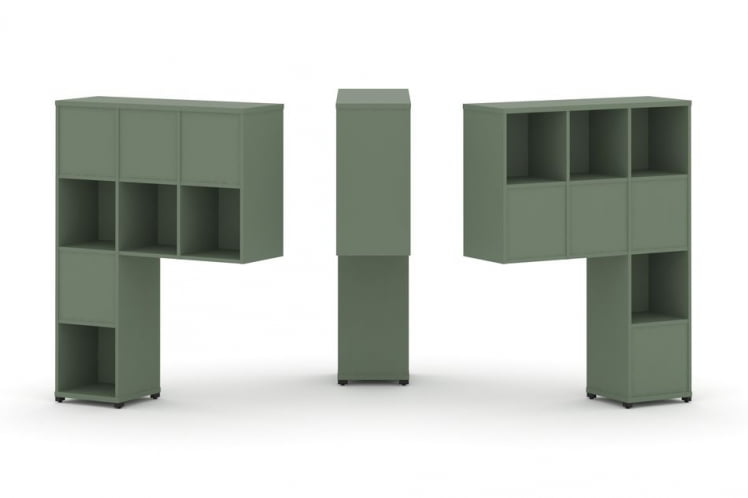 Надставка на стол низкая двухсторонняя + задняя стенка (5 шт.) + блок с 2-мя ящиками (2 шт.) CОНCЕПТ CН.ДНН-003 Кобо Черный металл / CONCEPT CN.DNN-003_0