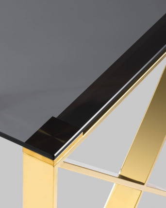 Журнальный стол КРОСС 55кс55 Золото (стекло смоке) / 55x55 smoke)_5
